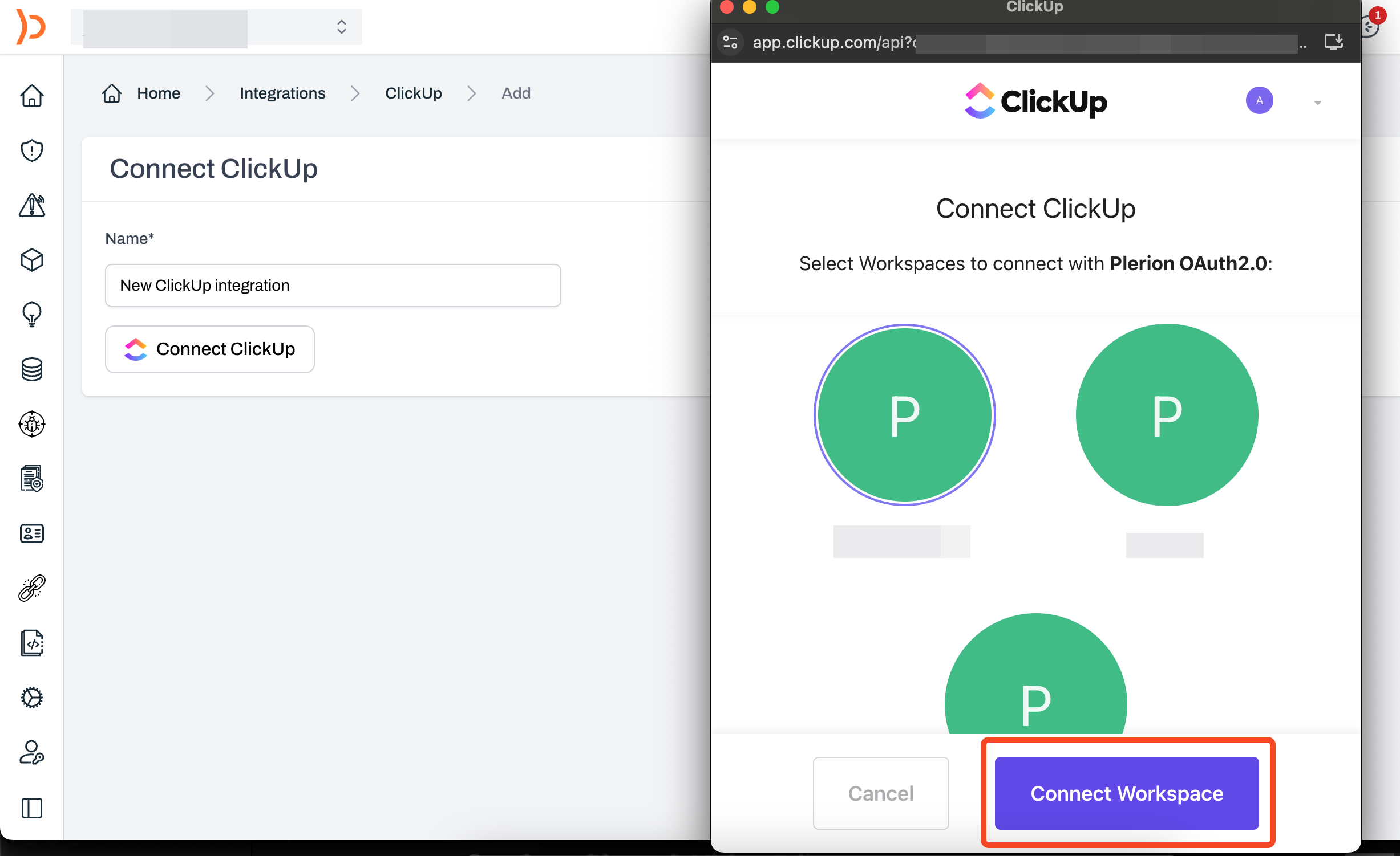 ClickUp OAuth pop-up requesting access