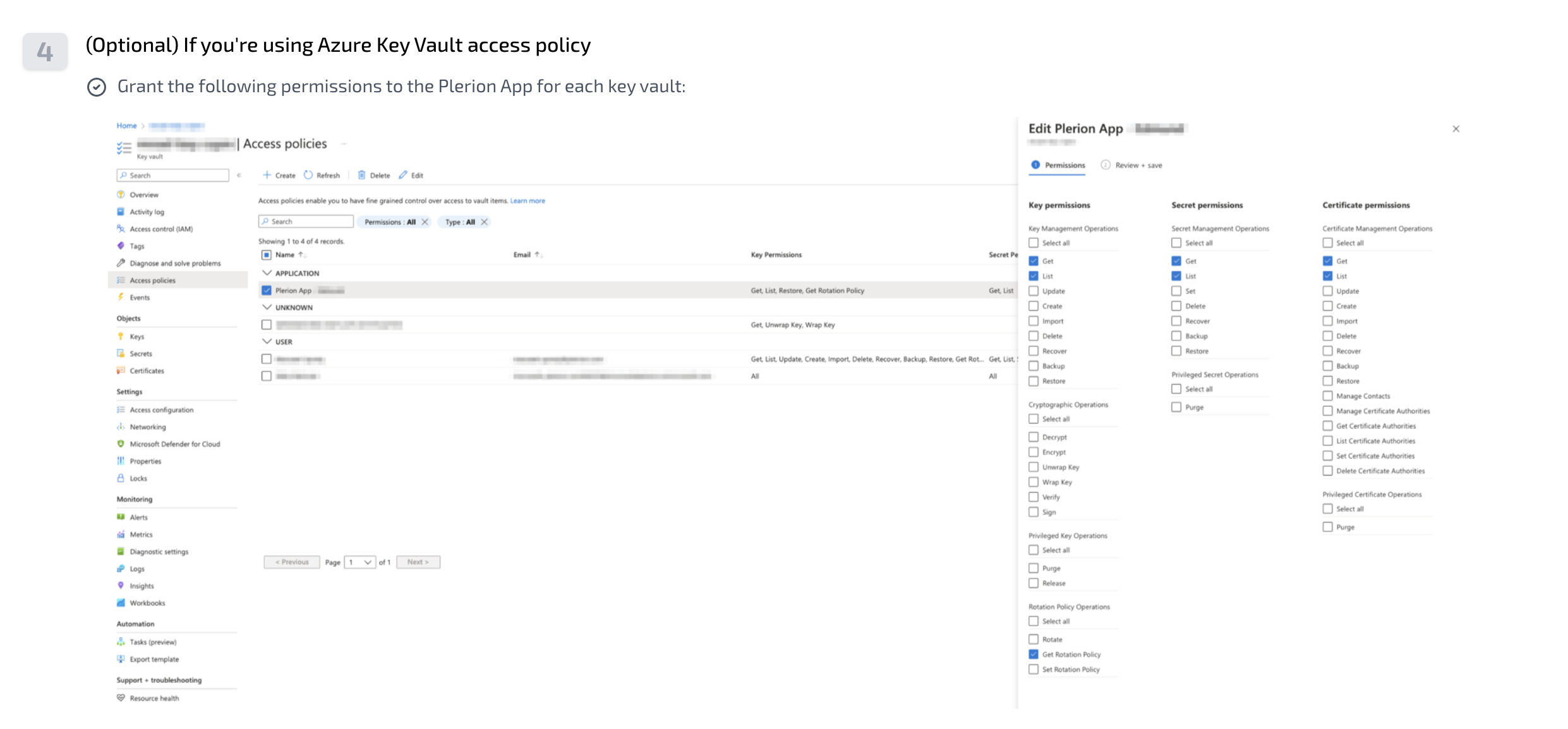 Additional permission options in Azure portal