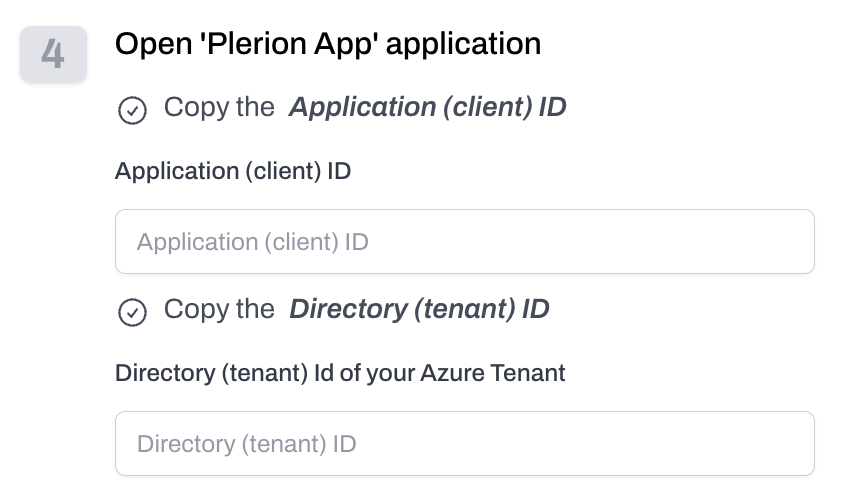 Fields for entering Azure Active Directory details in Plerion