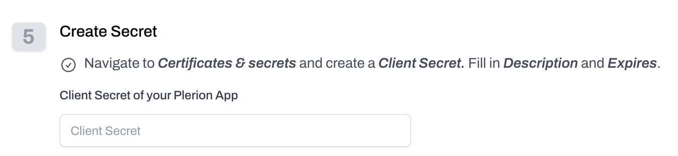 CFields for entering Azure Active Directory client secret in Plerion