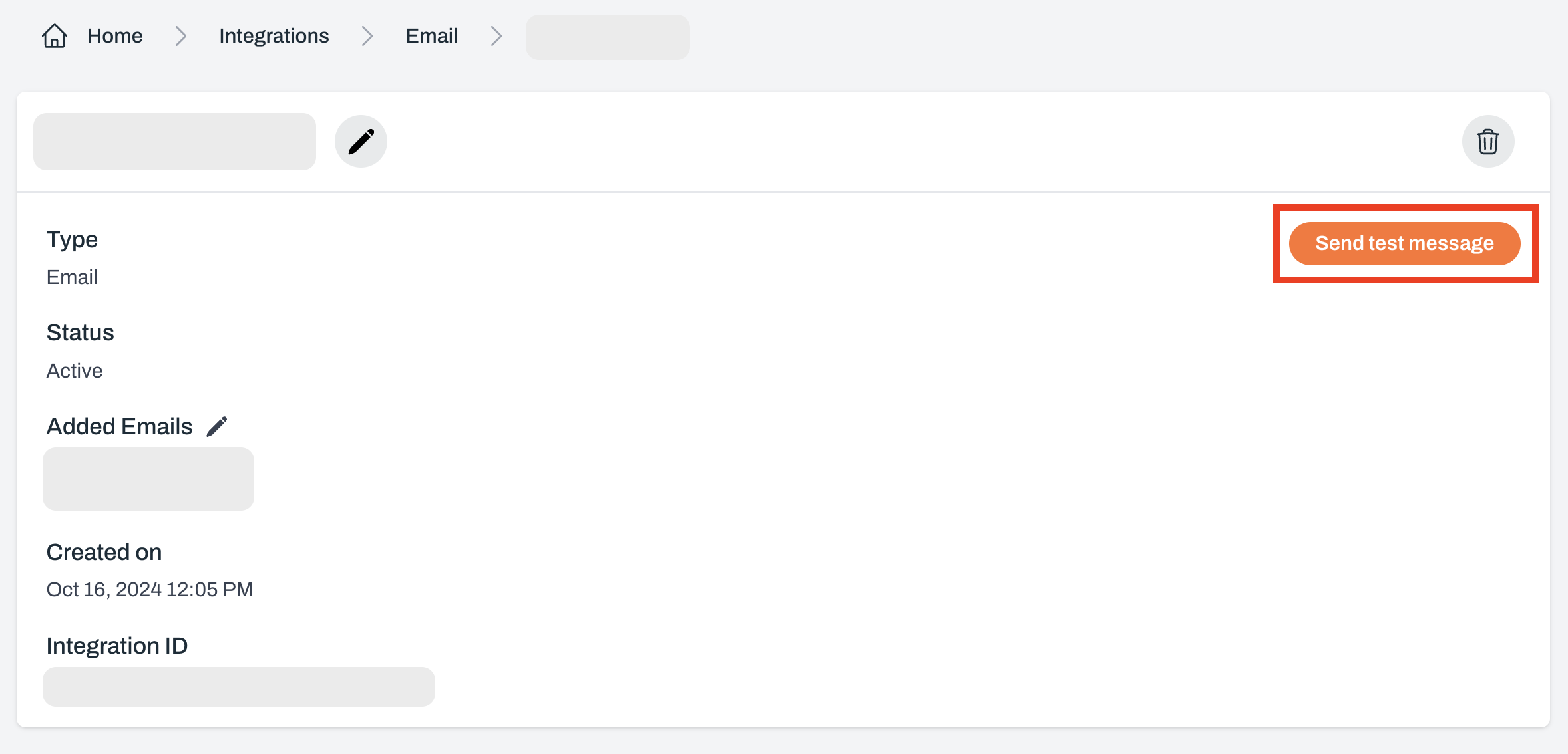 Send test email button