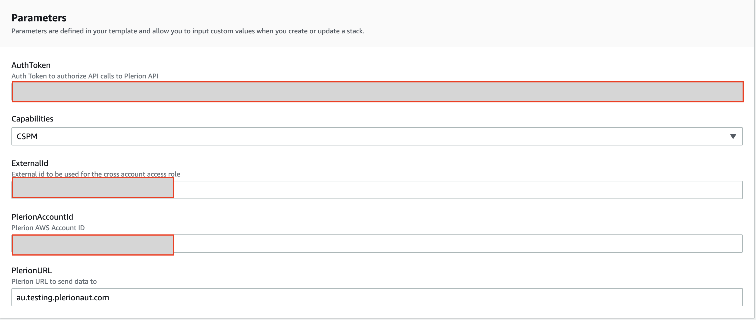 AWS CloudFormation Quick create stack page with default parameters
