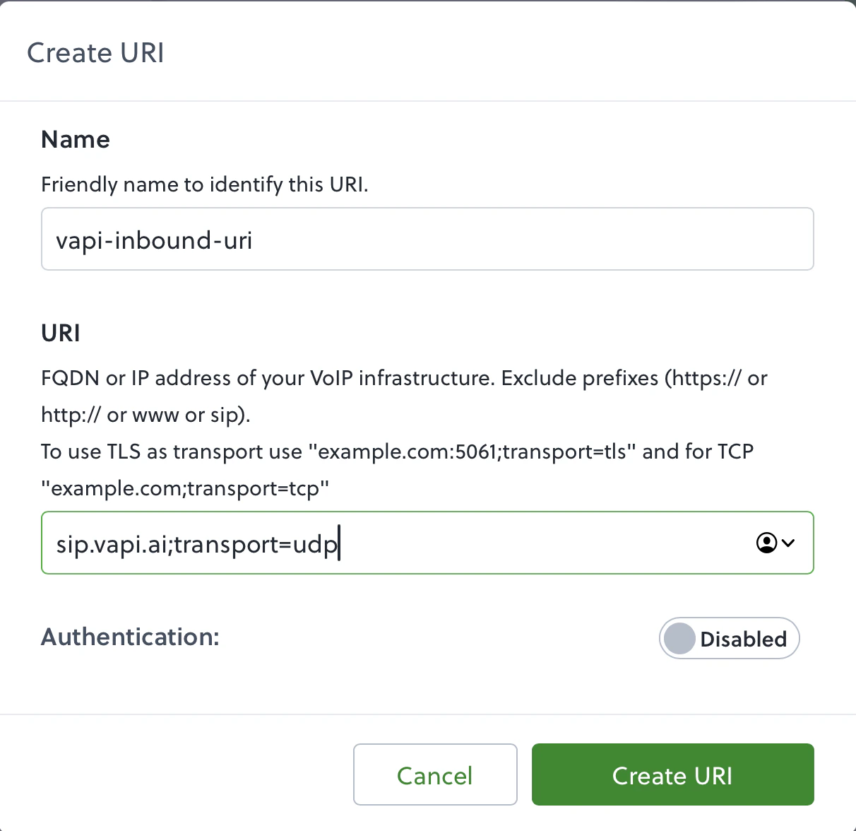 Create an IP URI in Plivo