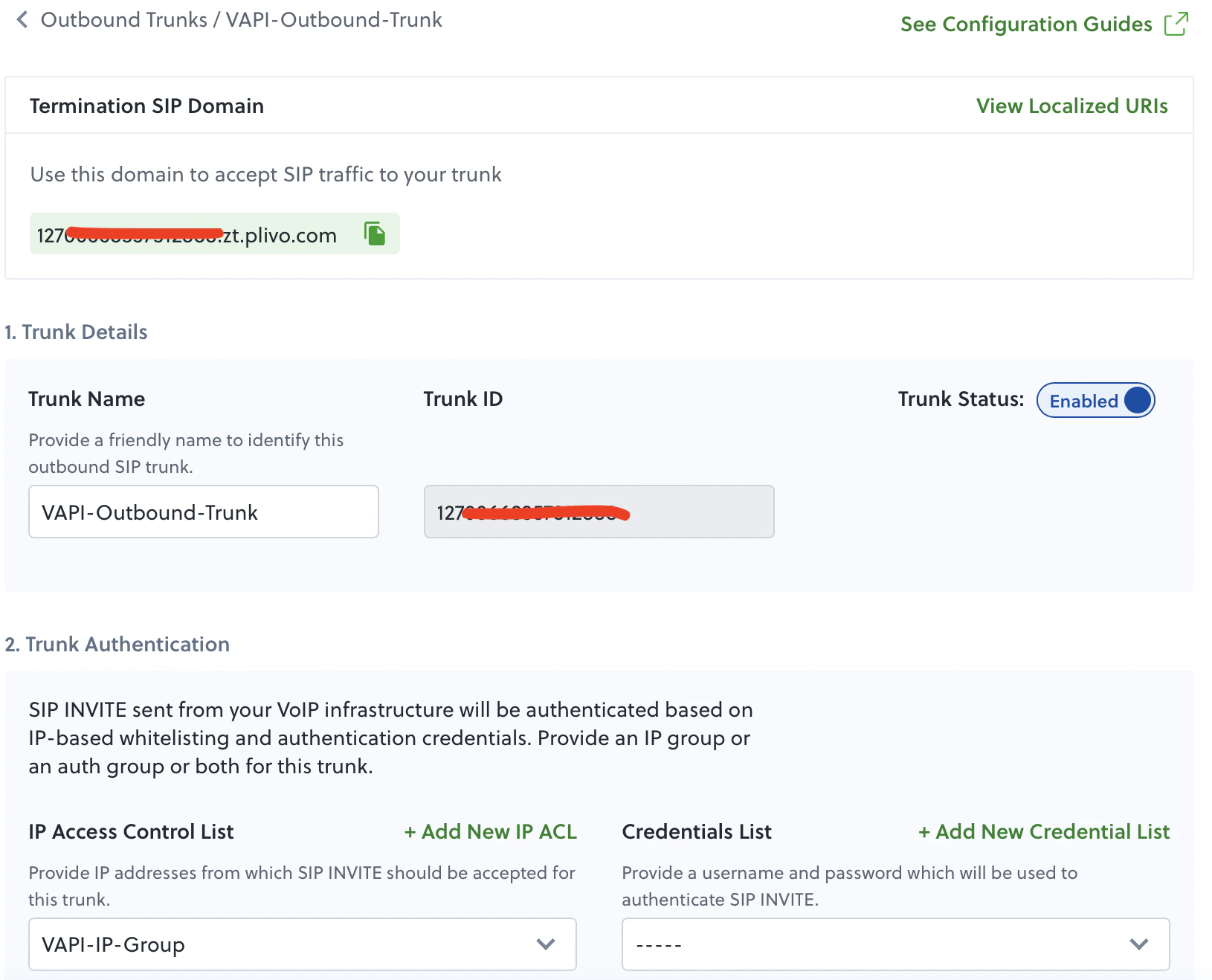 Create an outbound SIP trunk in Plivo