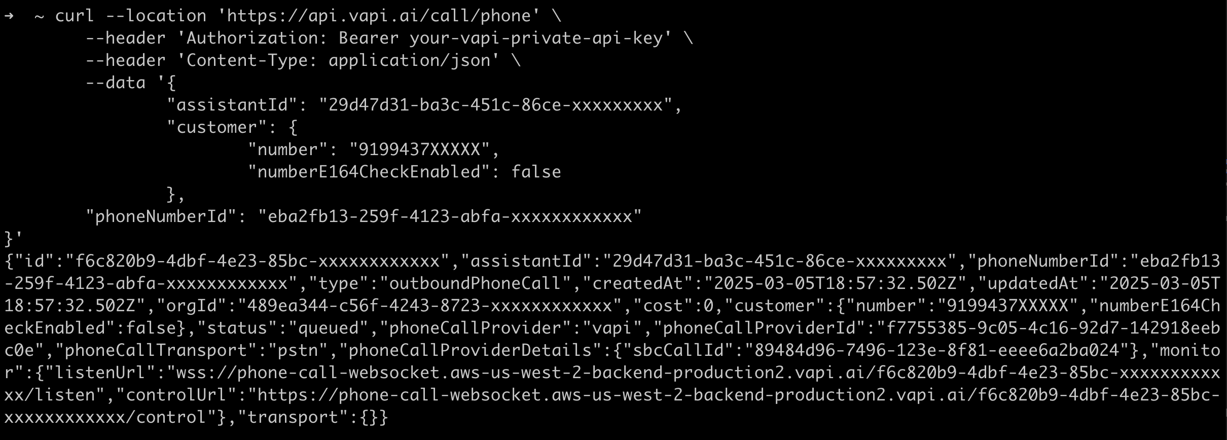 Make outbound calls from Vapi
