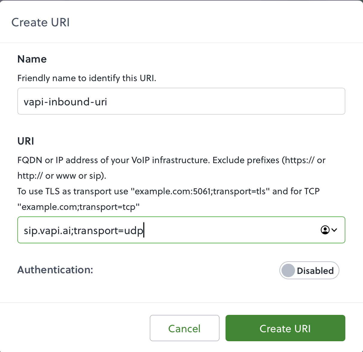 Create an IP URI in Plivo