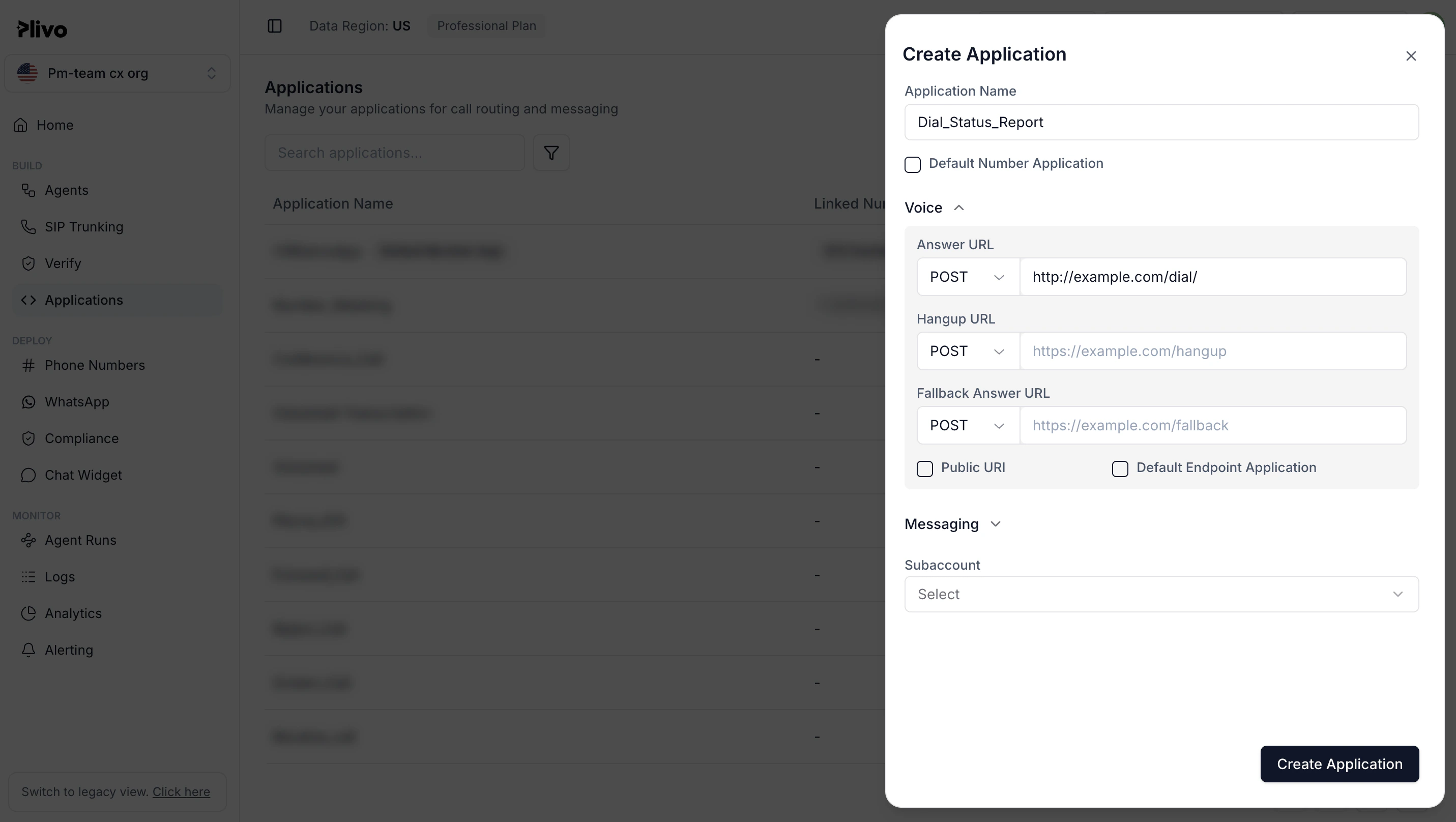 Create dial status application