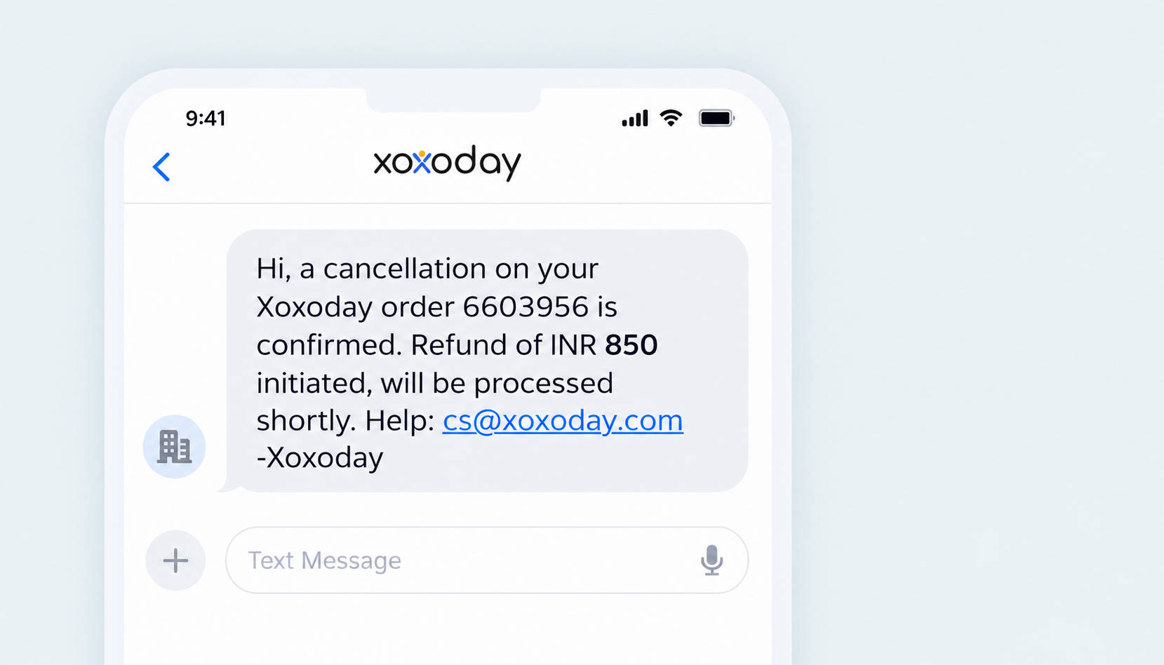 Xoxoday Order Cancellation Message