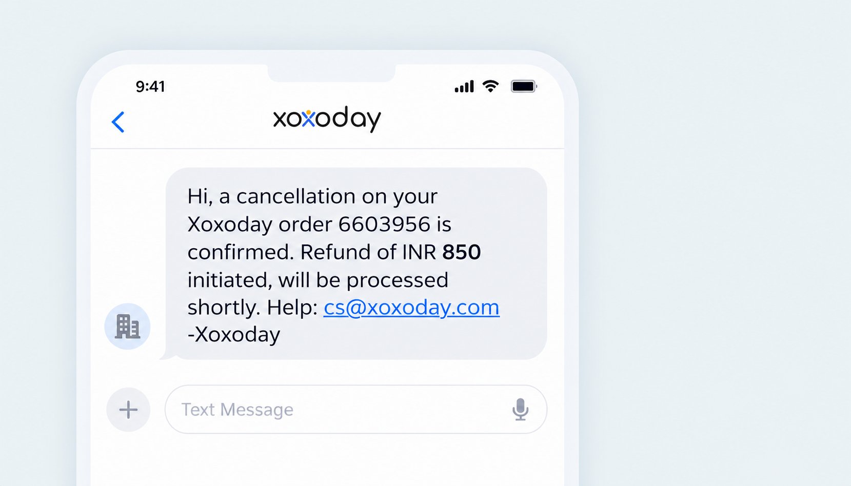 Xoxoday Order Cancellation Message