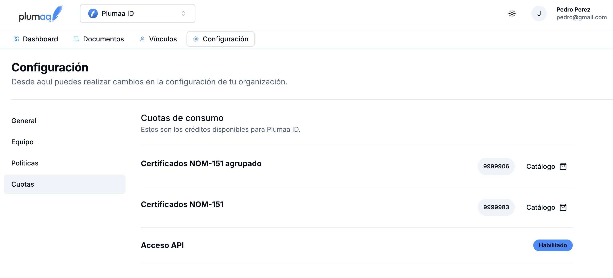 Cuotas de documentos