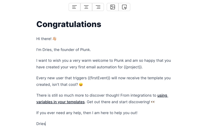 Plunk email editor