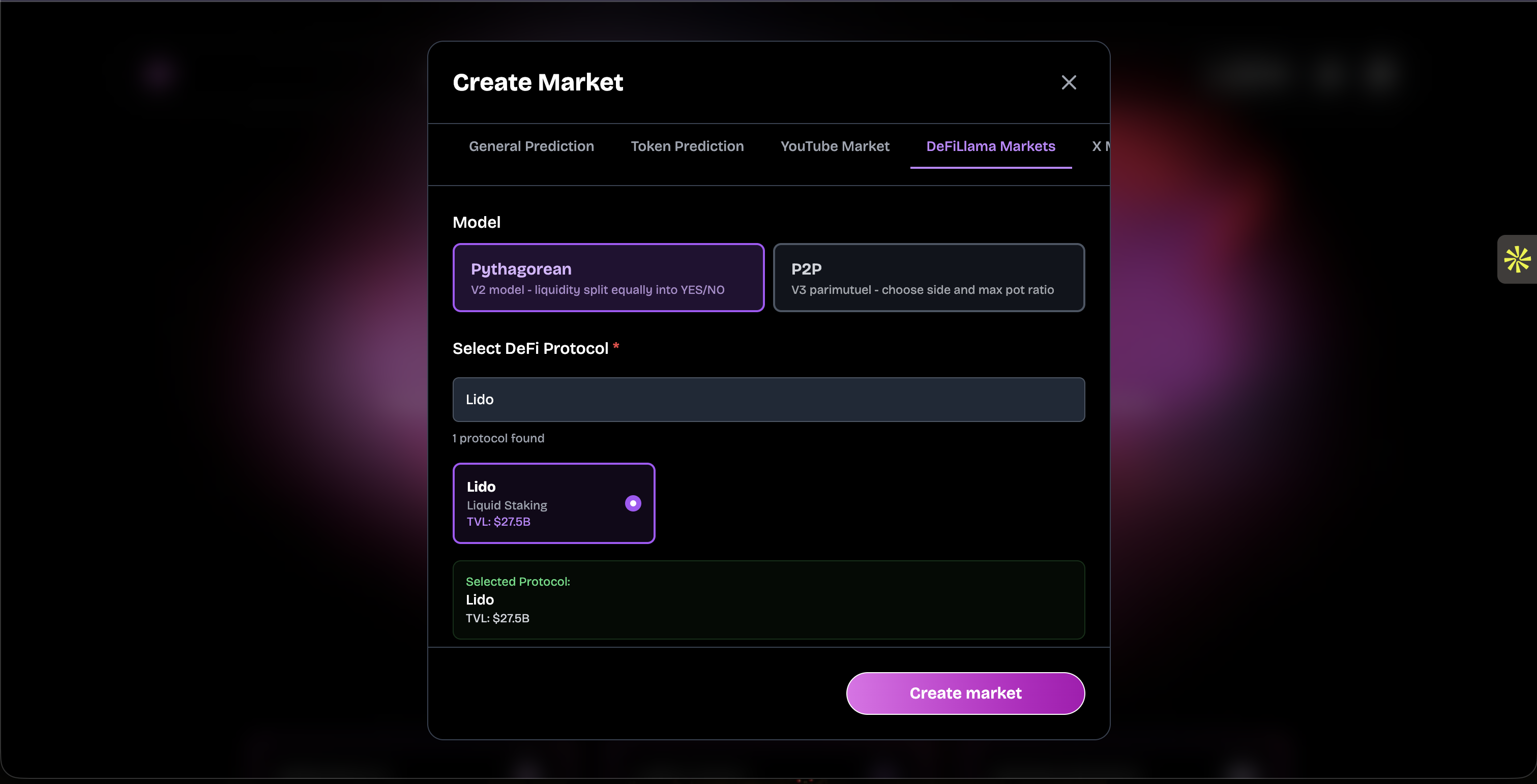 Protocol selection interface showing search results