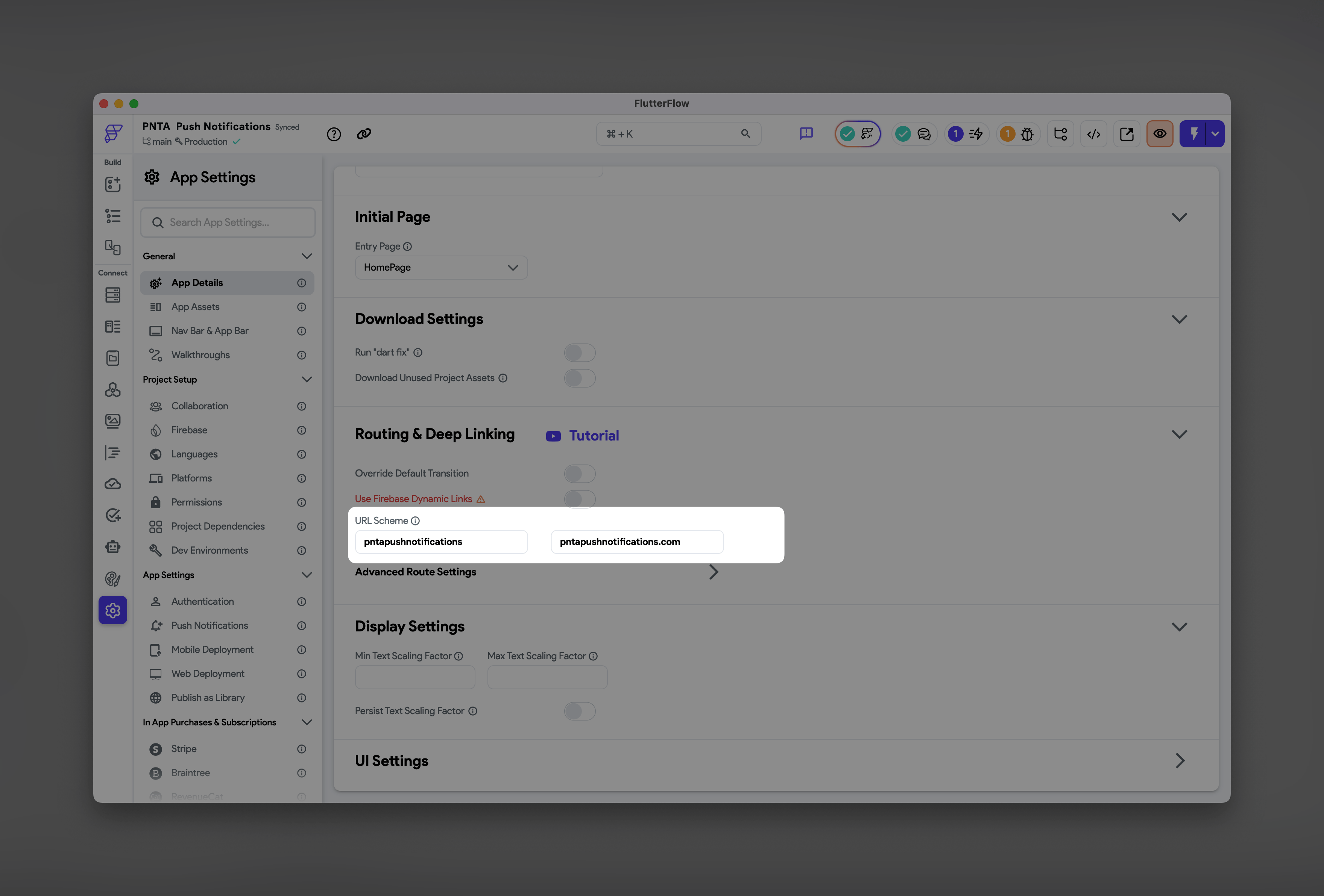 FlutterFlow Deep Linking