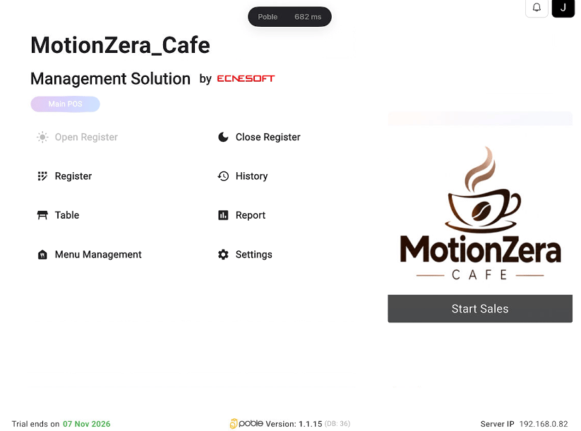 POS main page with the Start Sales button