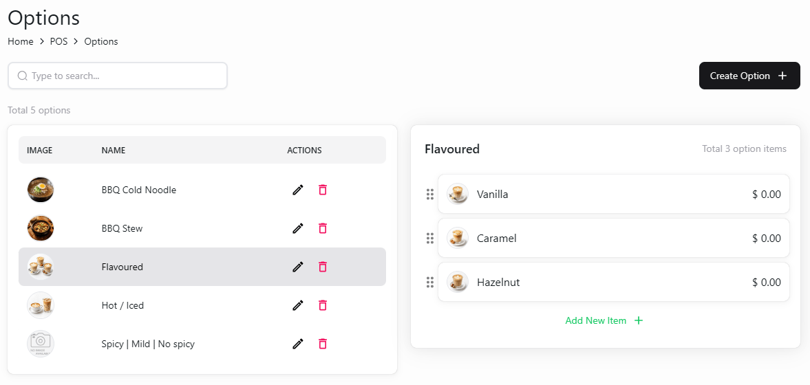 Option groups and choices in the backoffice
