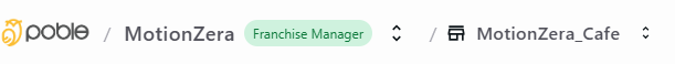 Selected company and store in the backoffice header