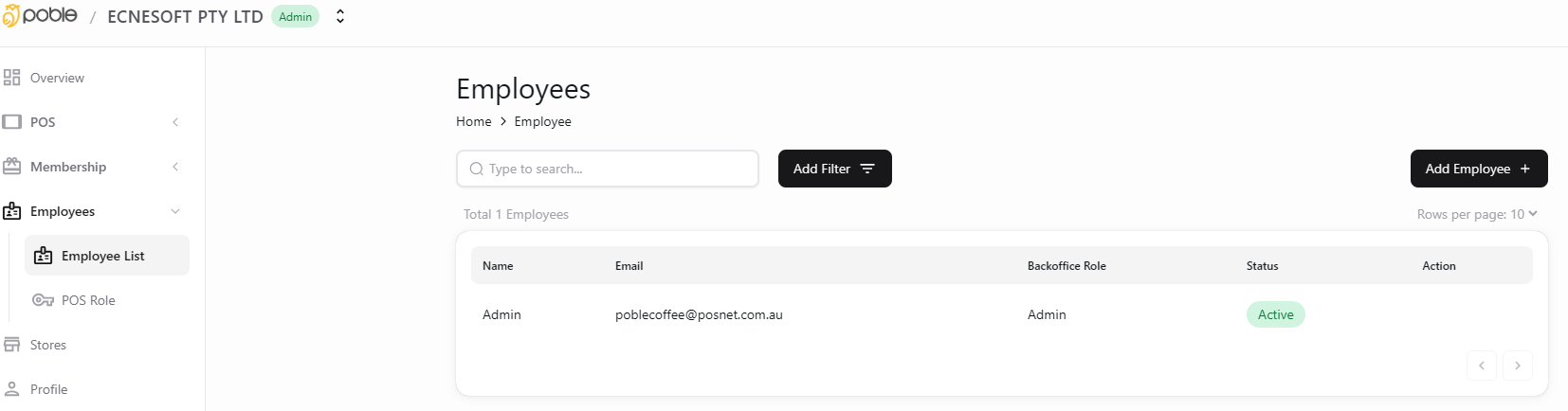 Add administrators and view staff from Employees.