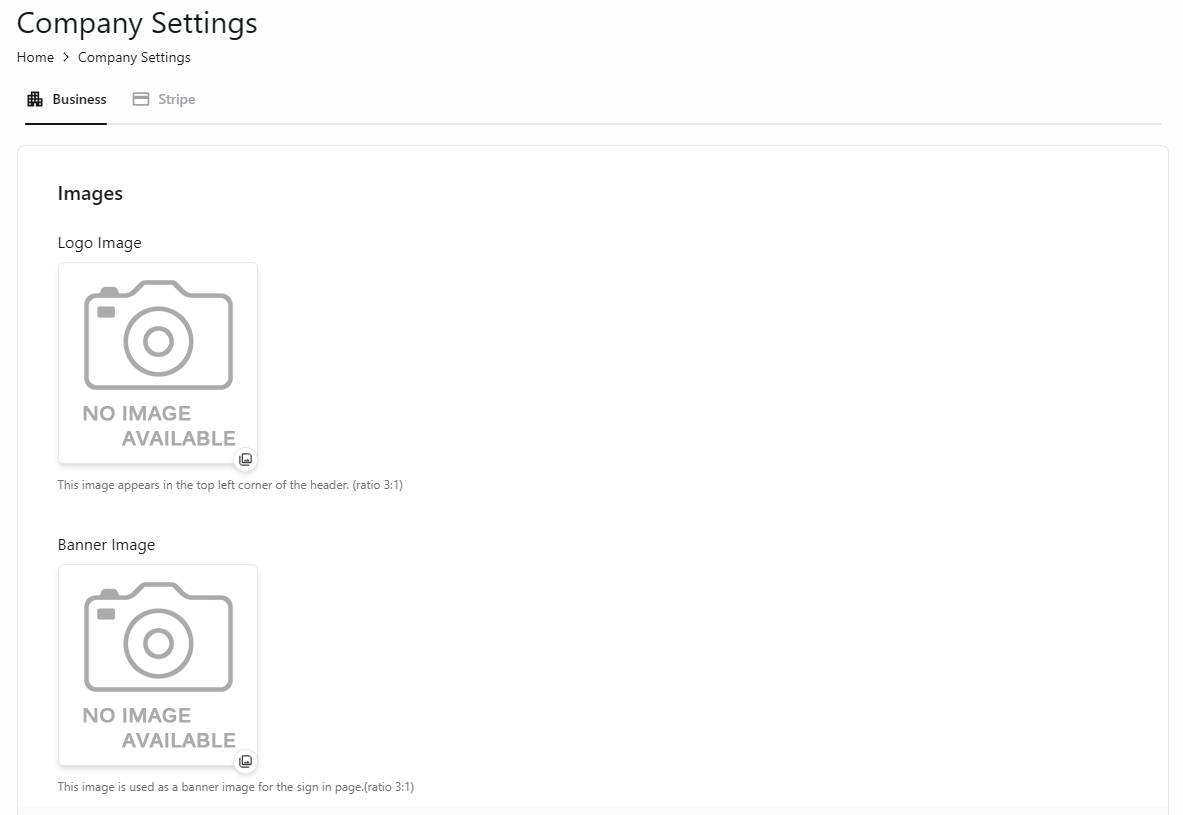 Upload company branding for the header and sign-in page.