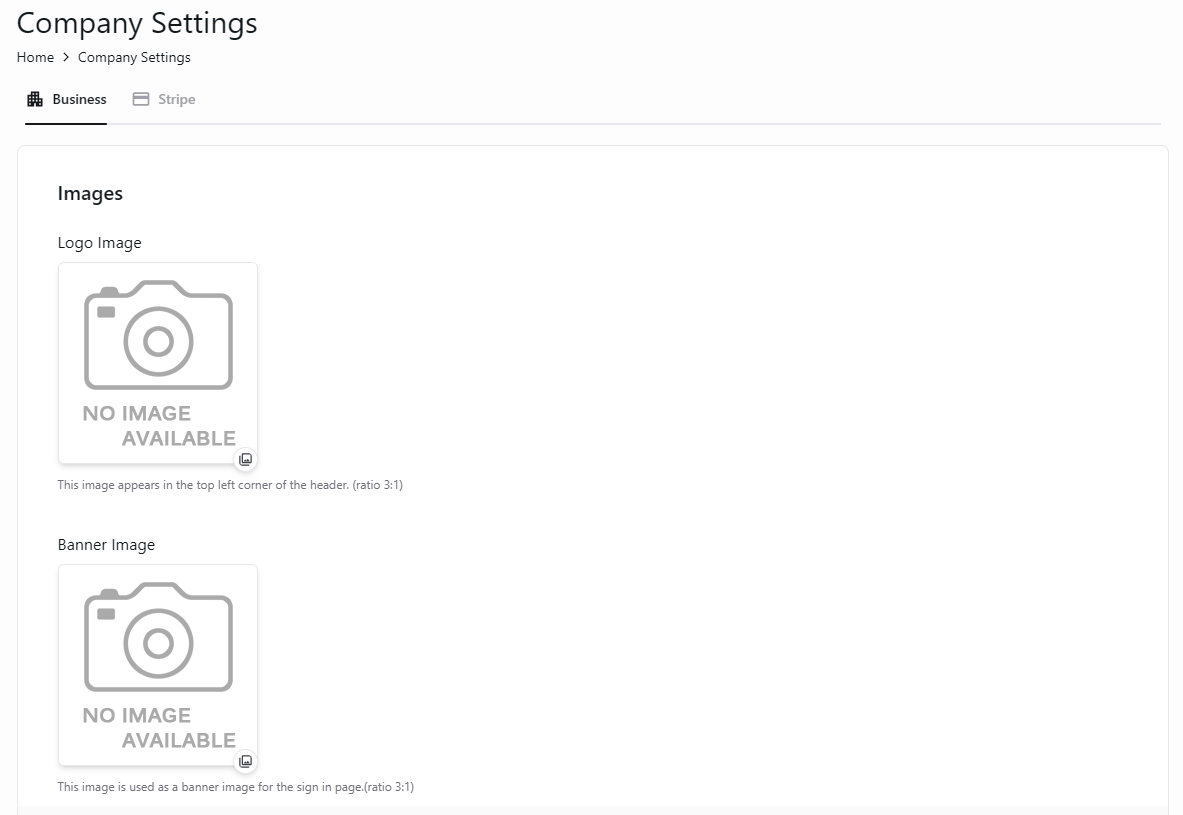 Upload company branding for the header and sign-in page.