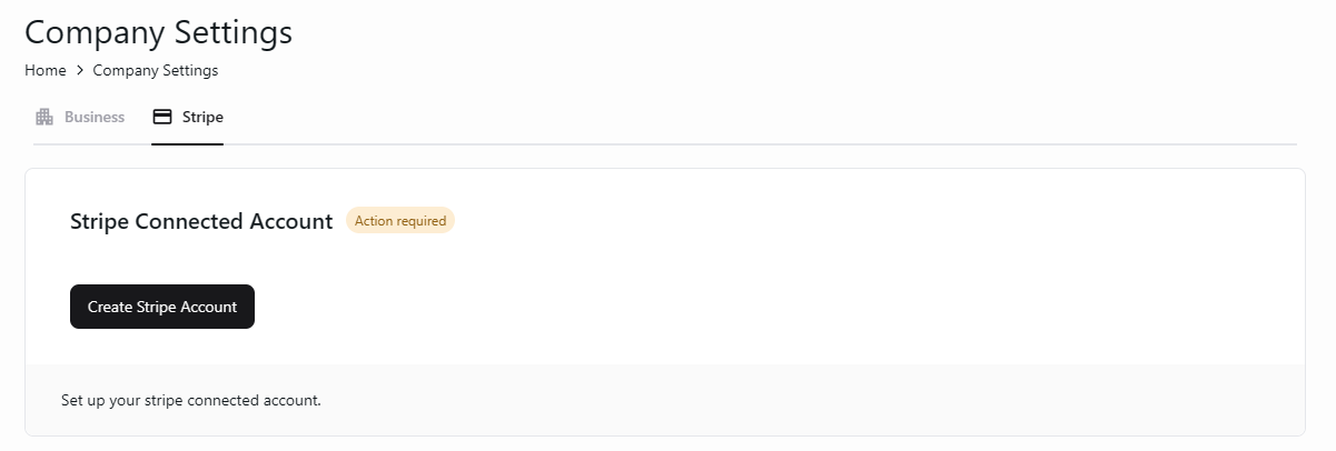 Start Stripe connected-account setup for online payments.