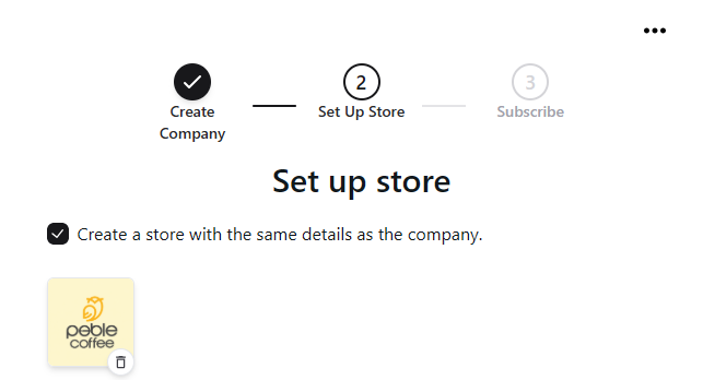 Create your first store and add its details and logo.