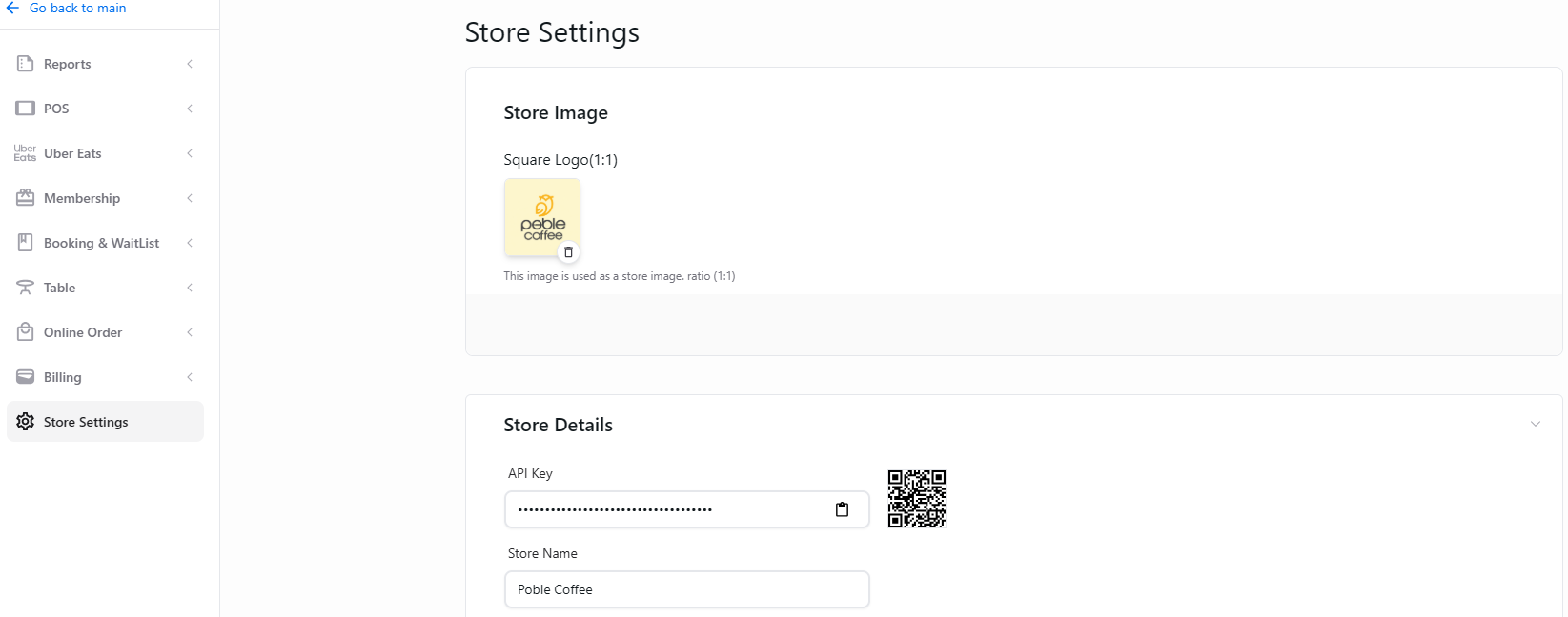 Store Settings in the selected store’s sidebar