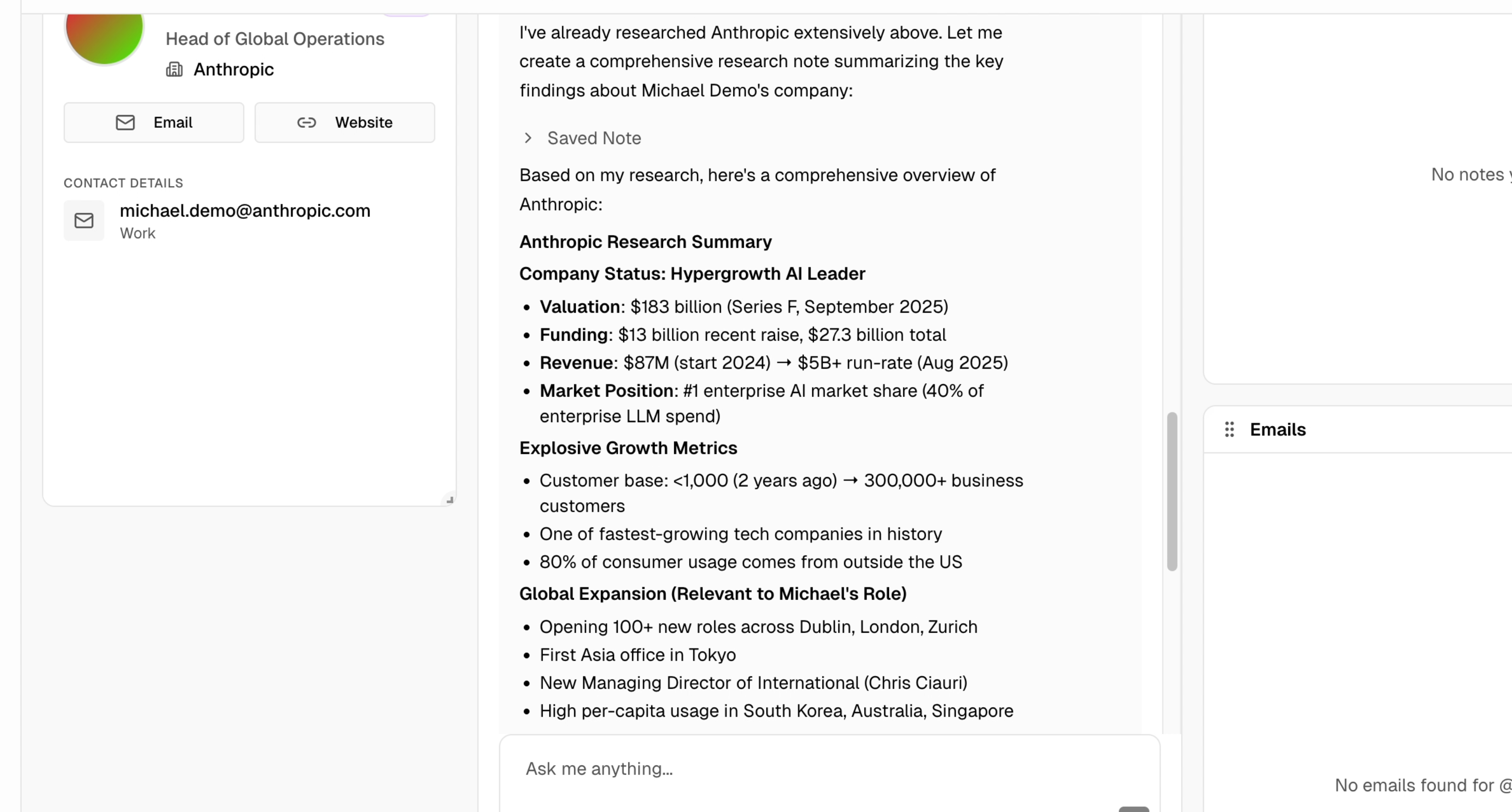 Company research output example