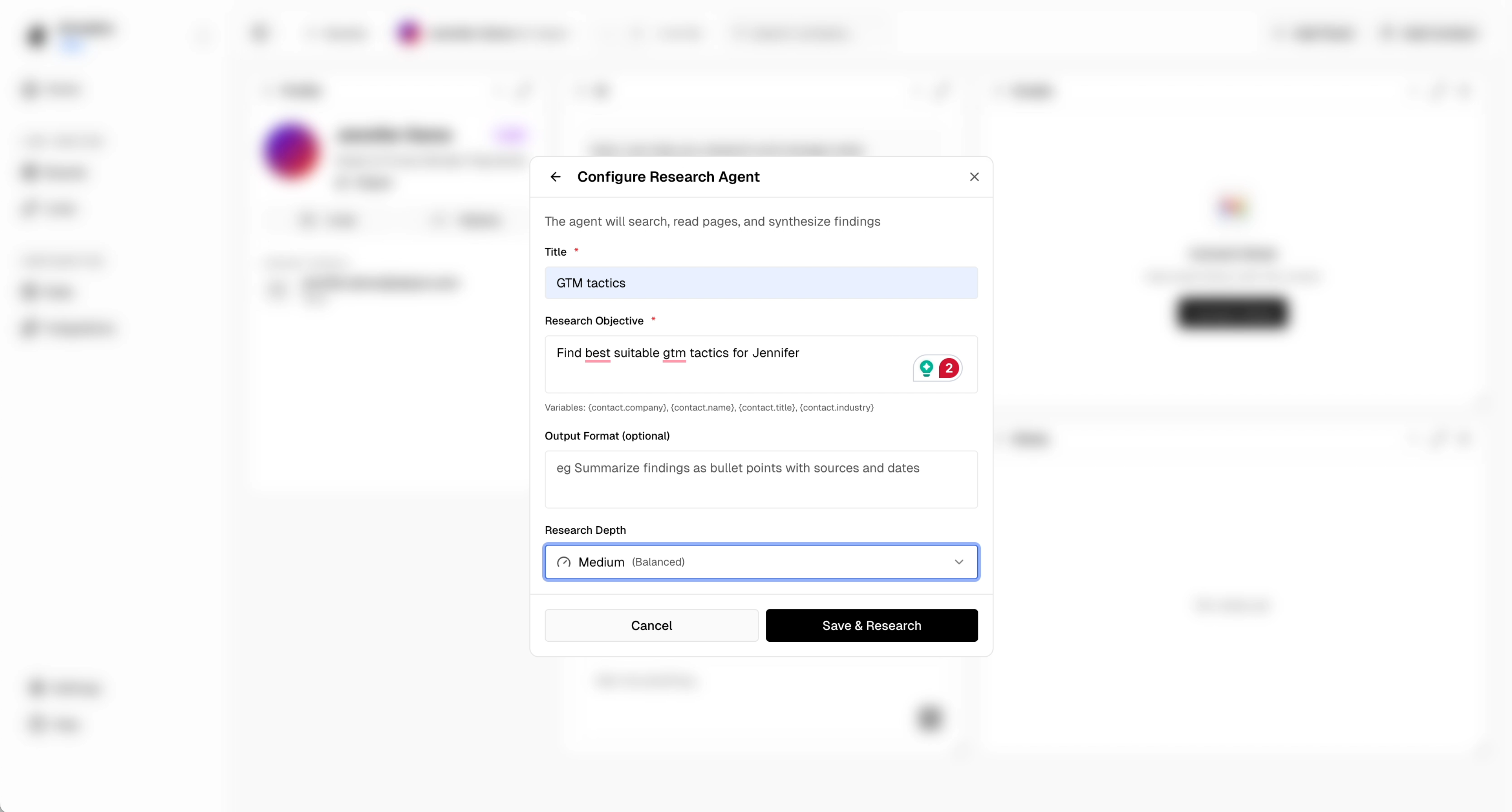 Enrichment panel configuration