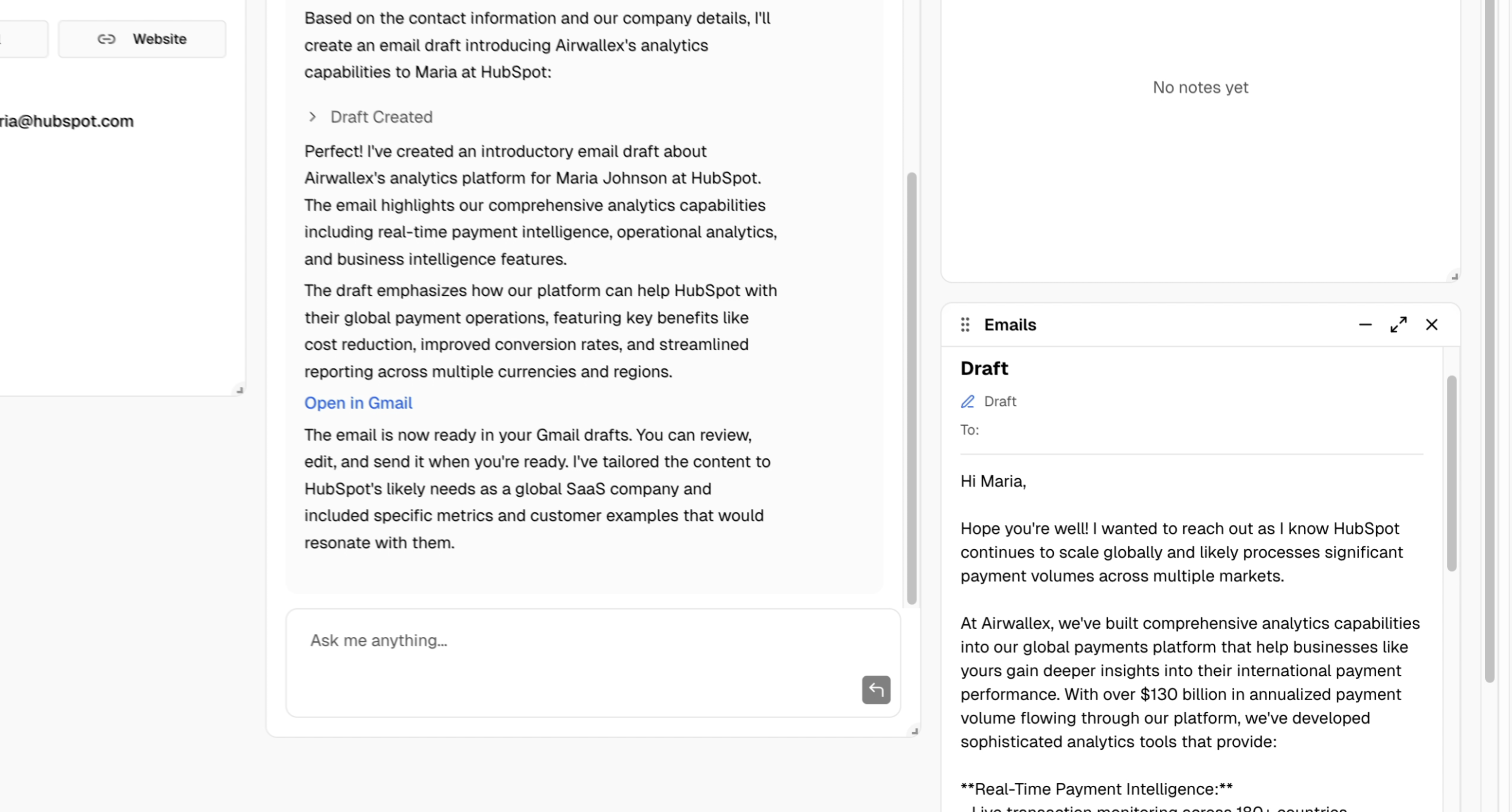 Board Agent with email draft prompt
