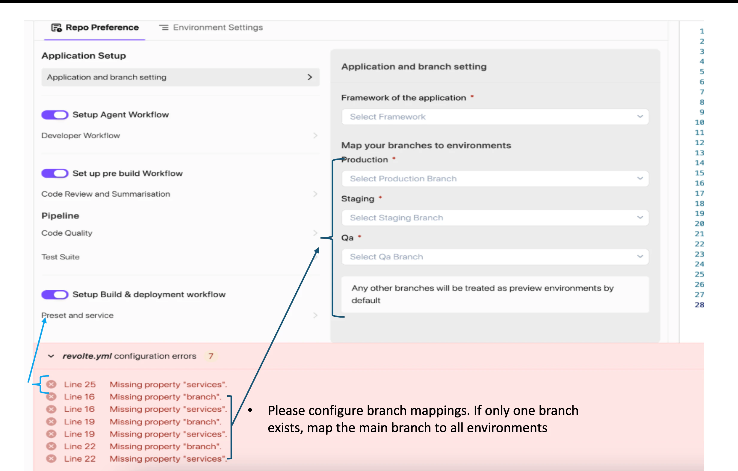 Branch mapping configuration error