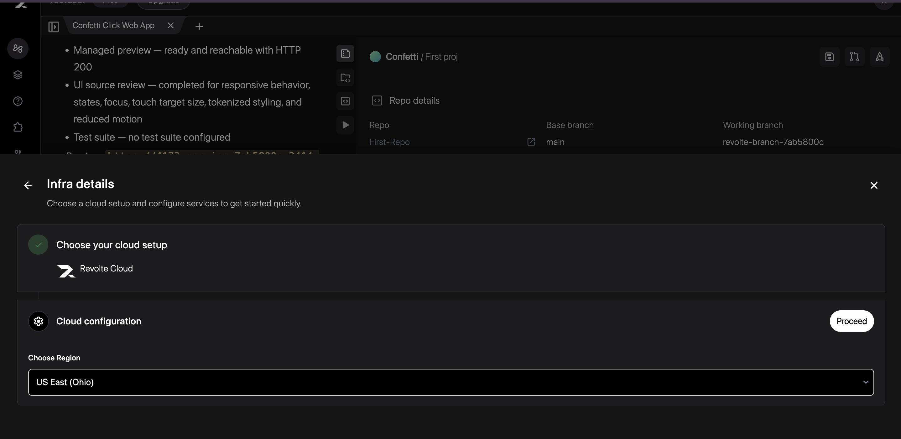 Cloud infrastructure selection for the Preview environment in Interactive Chat.