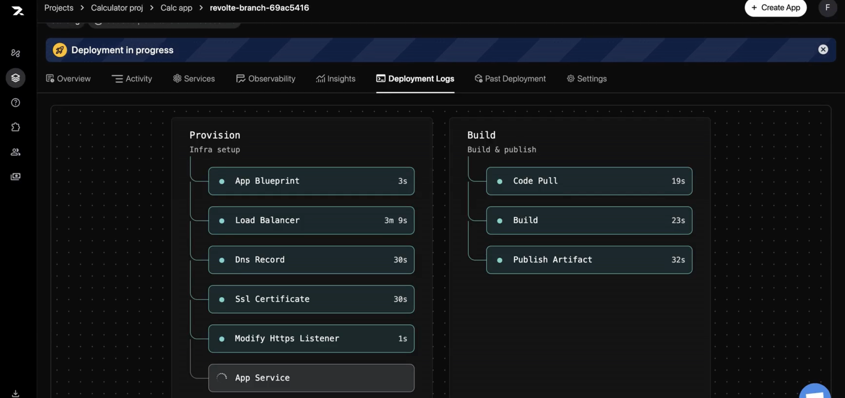 Deployment in progress screen showing the Preview environment still building and deploying.