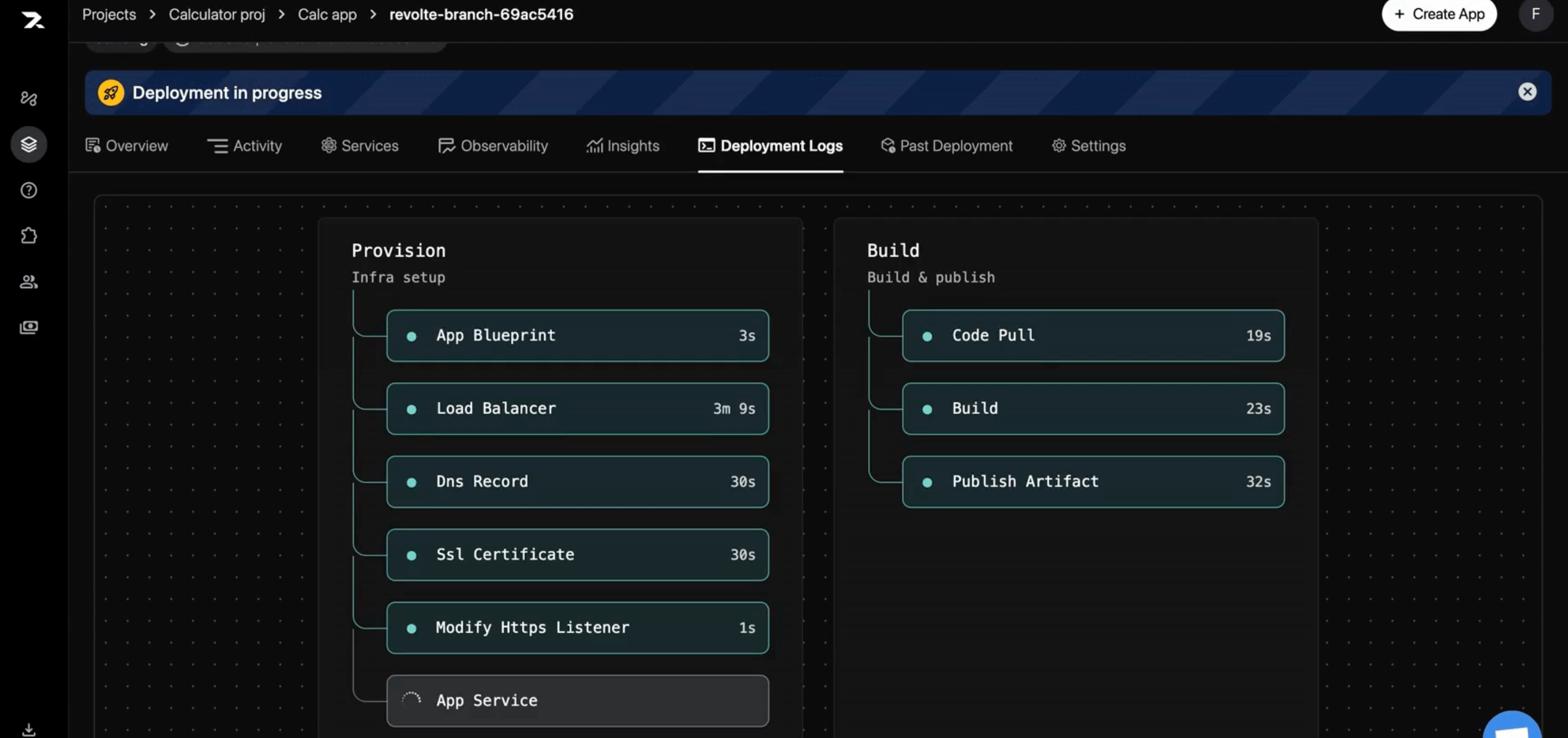 Deployment in progress screen showing the Preview environment still building and deploying.