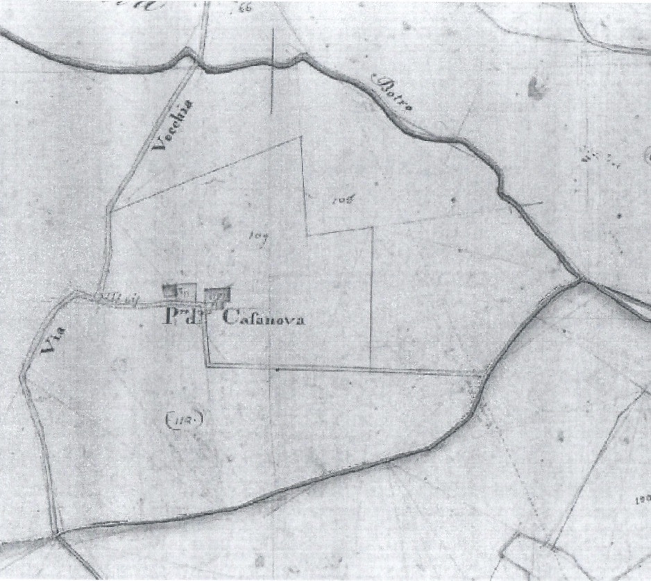 The farmhouse in its ruined state