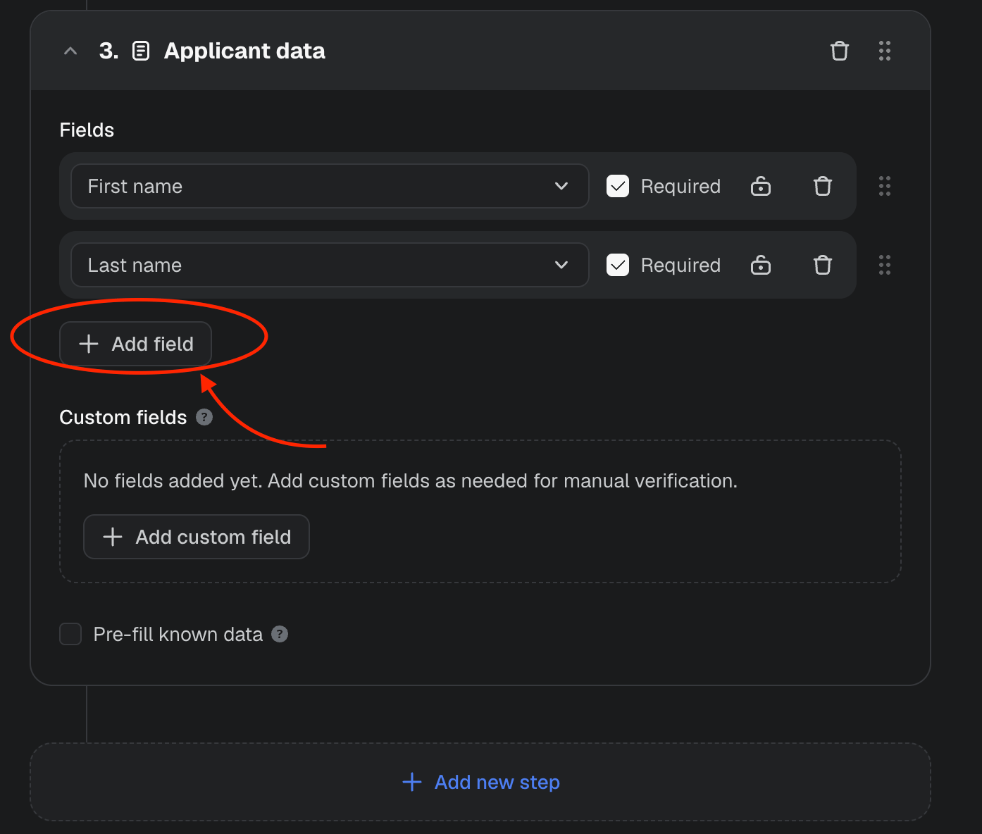 Add applicant data fields