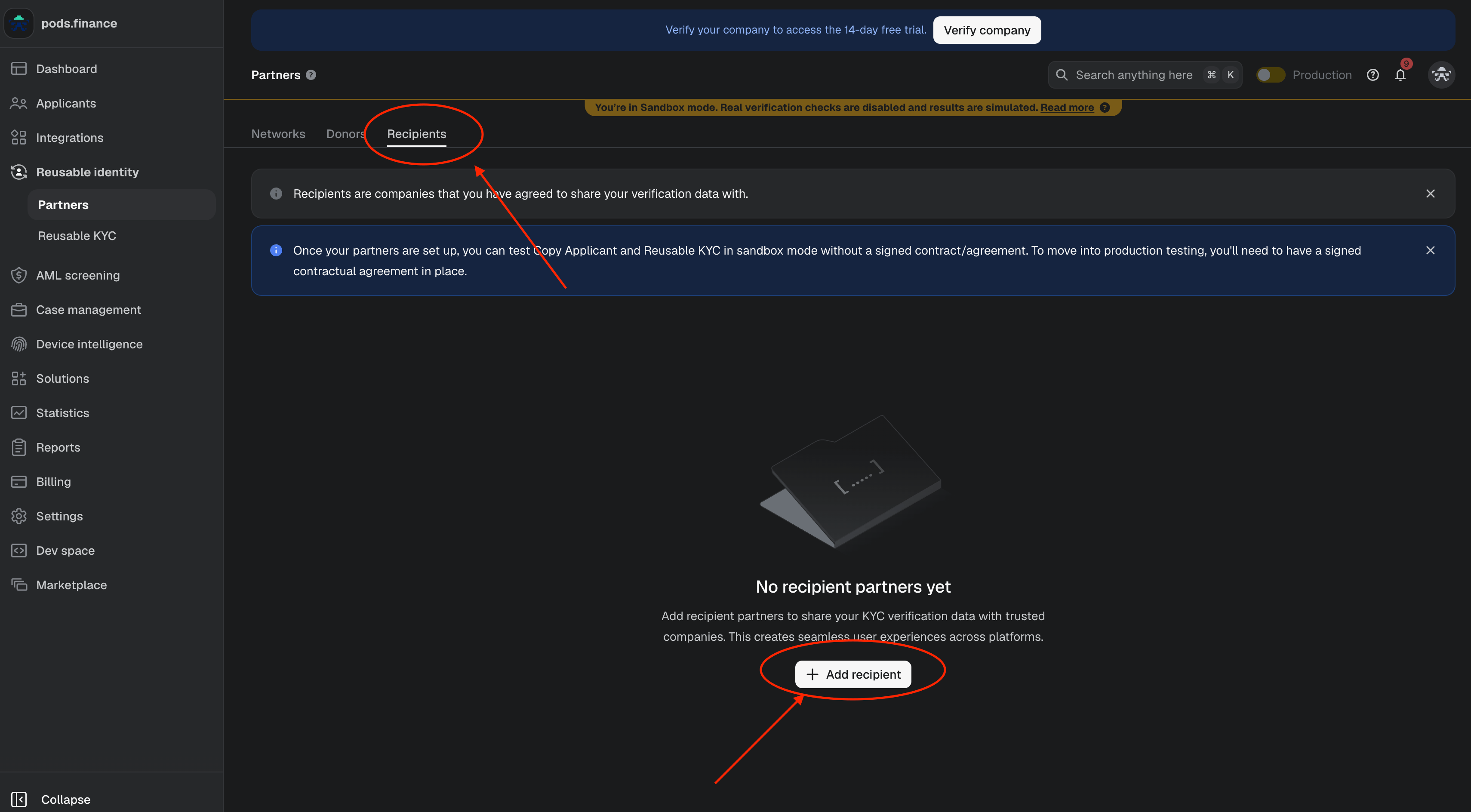Open the Recipients tab and add a recipient