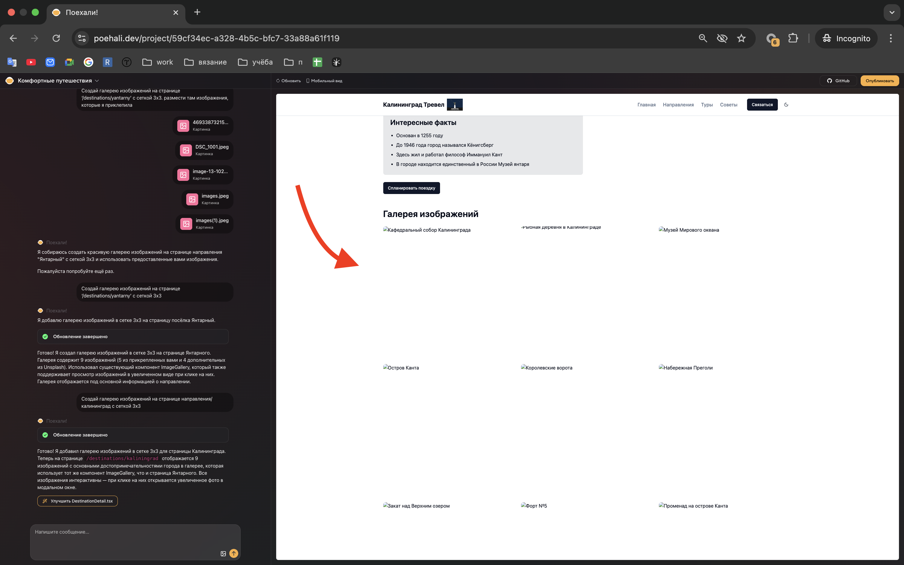 Галерея изображений в светлой теме