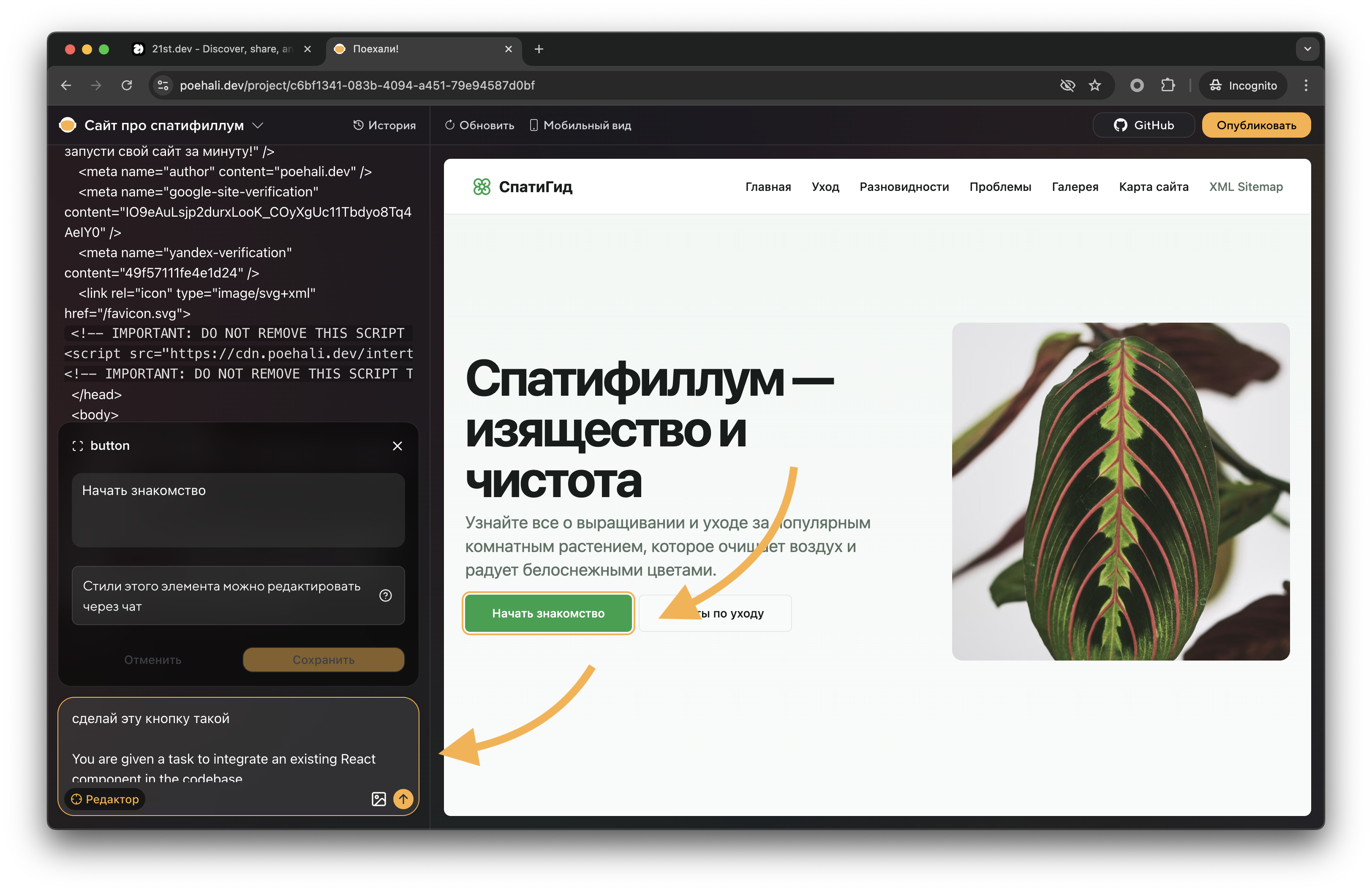 21st.dev в светлой теме