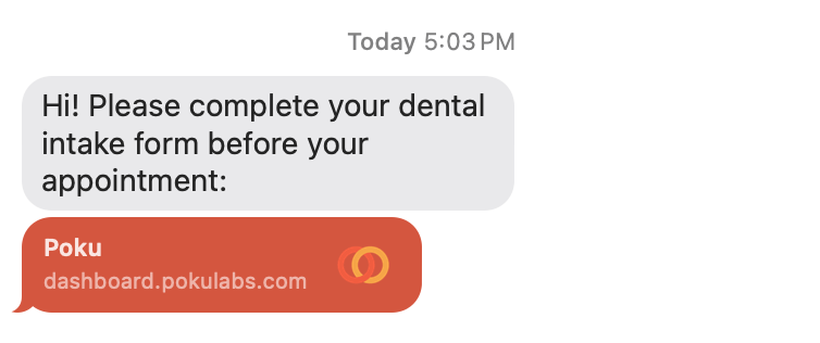 Form SMS message received by recipient