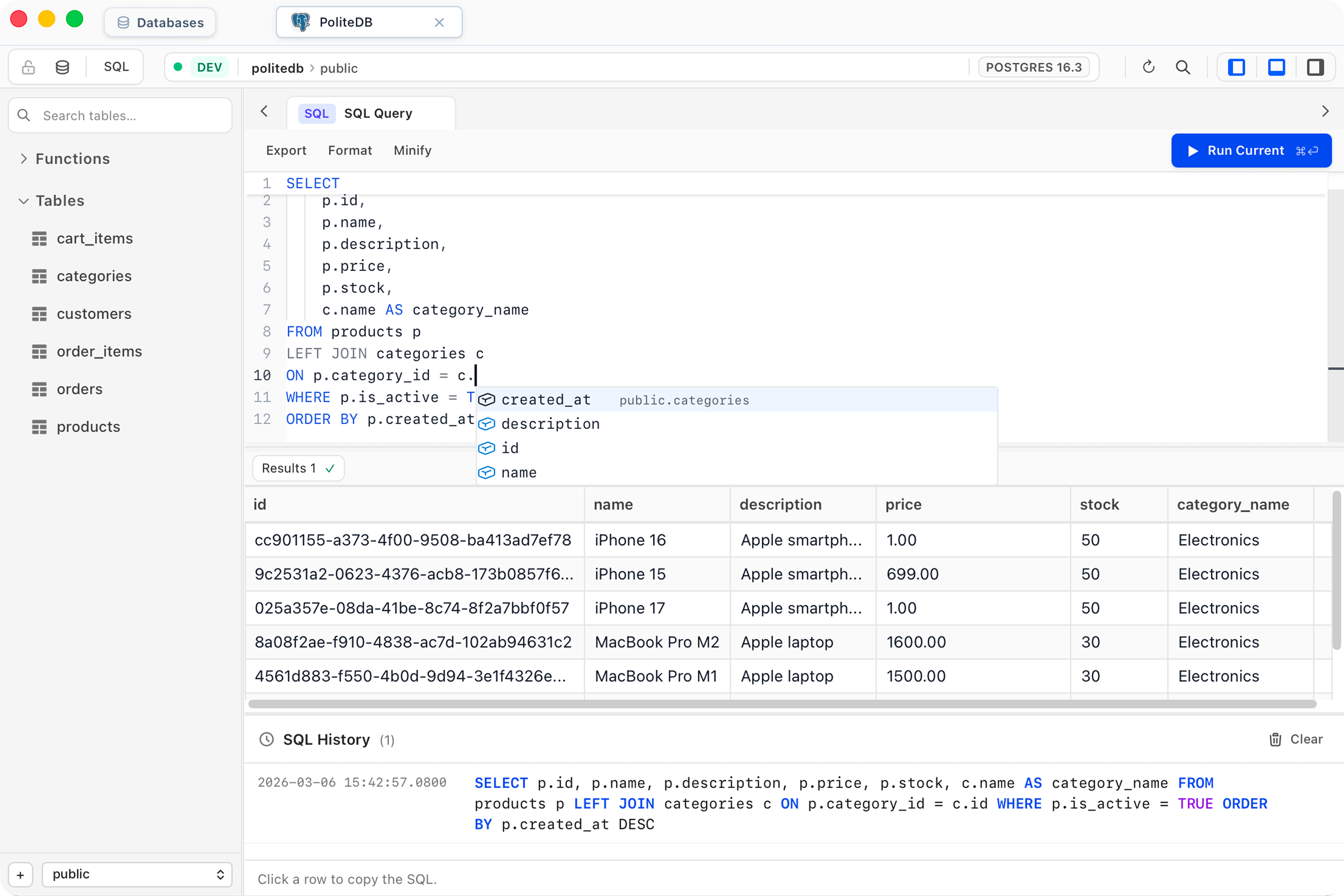 SQL Editor - PoliteDB