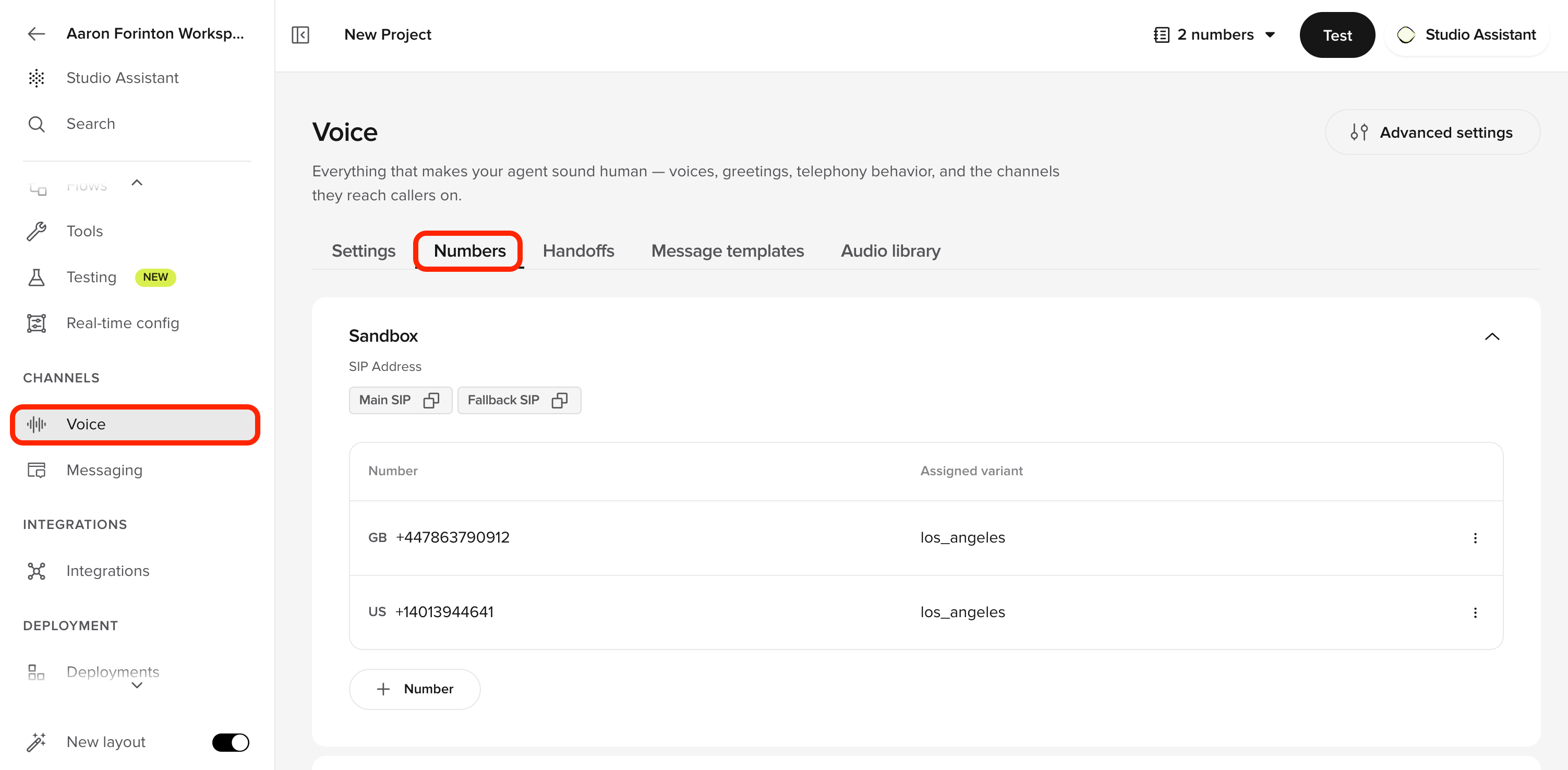 assign version phone numbers