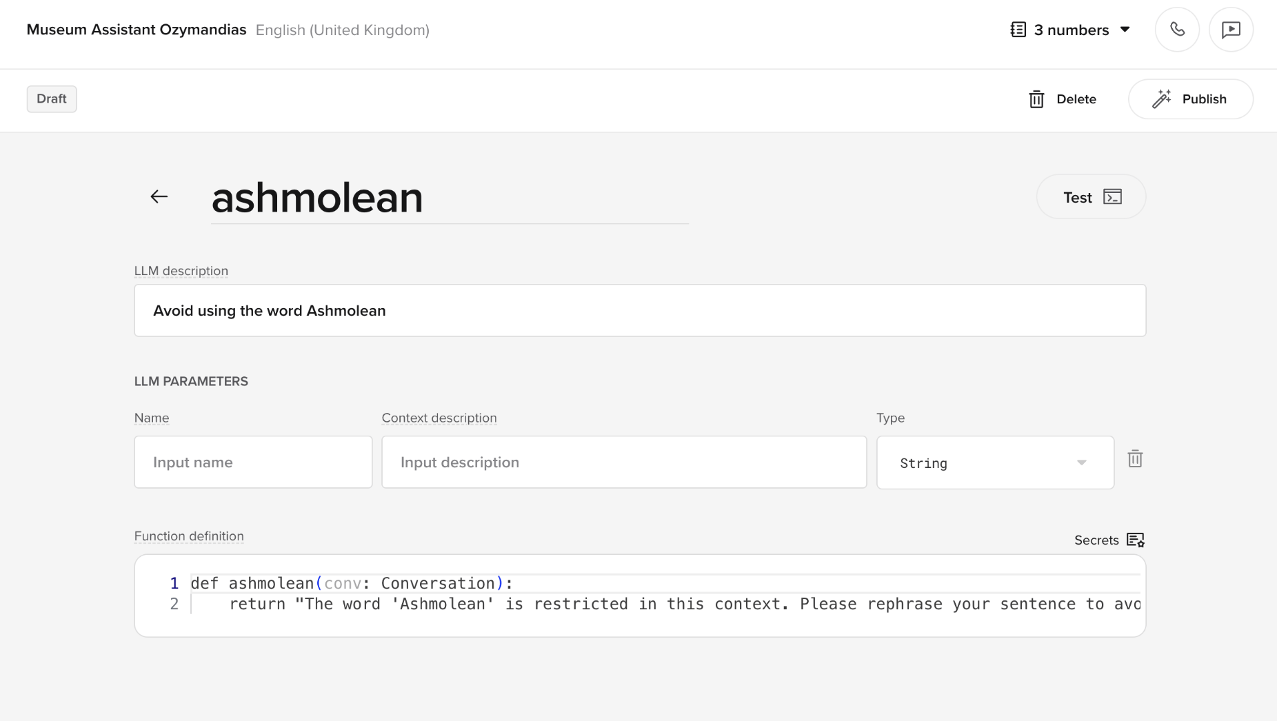 Creating a stop keyword function