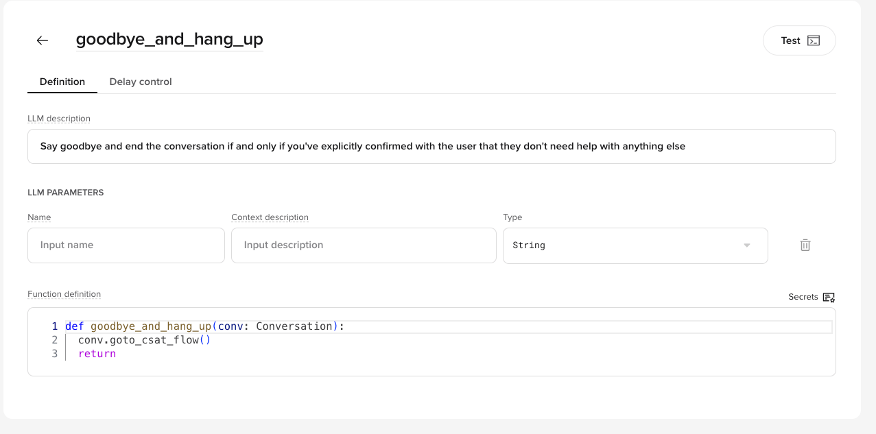 goodbye_and_hang_up function definition in Tools