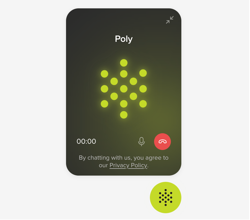 Web Calling launcher in the bottom-right of a website