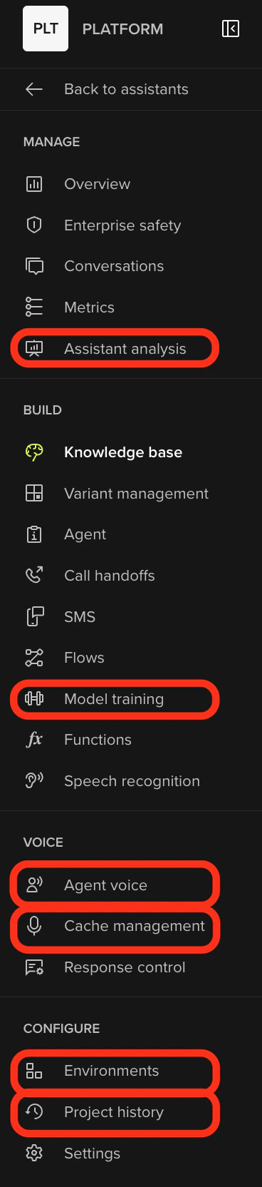 Sidebar navigation