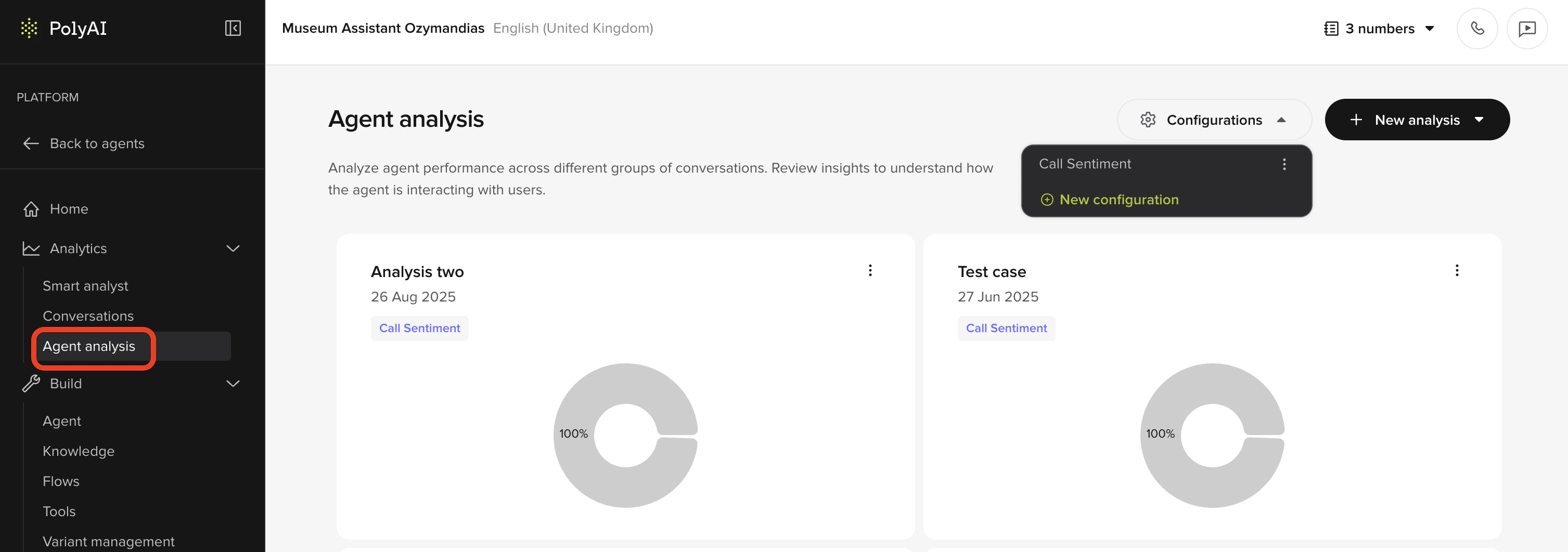 Agent Analysis main dashboard
