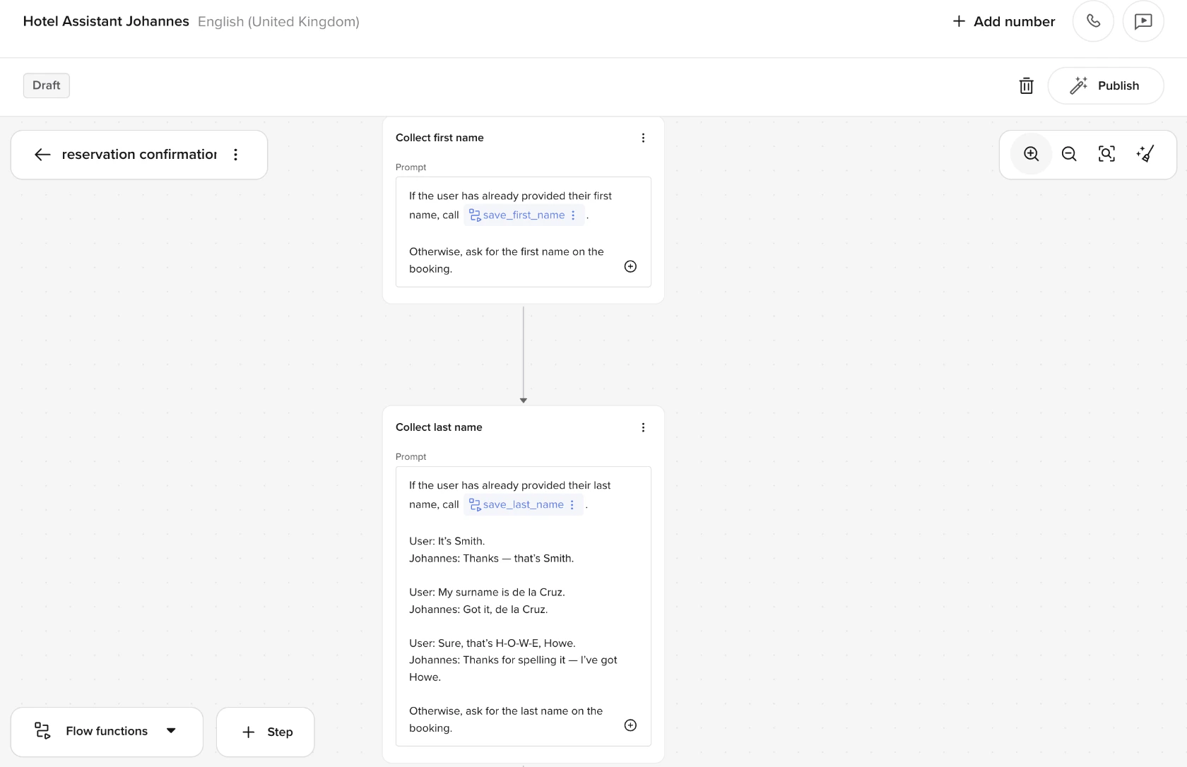Middle steps collecting first and last name