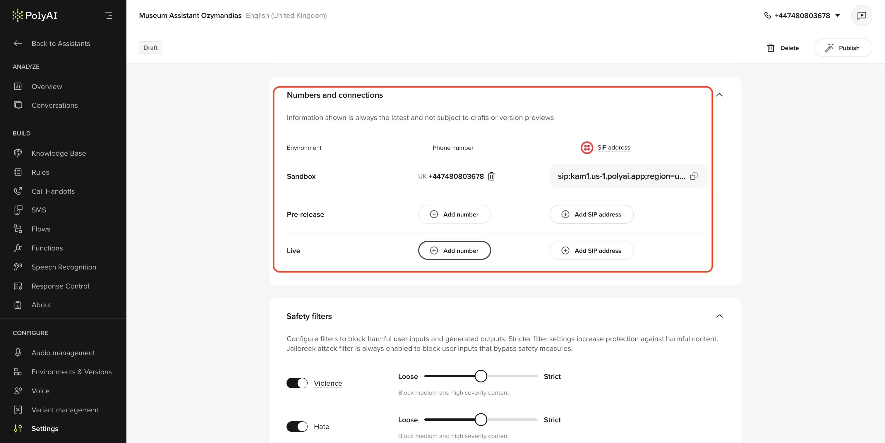 assign version phone numbers