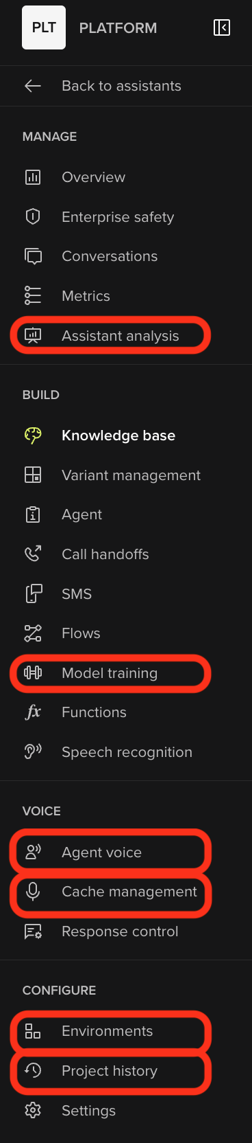 Sidebar navigation