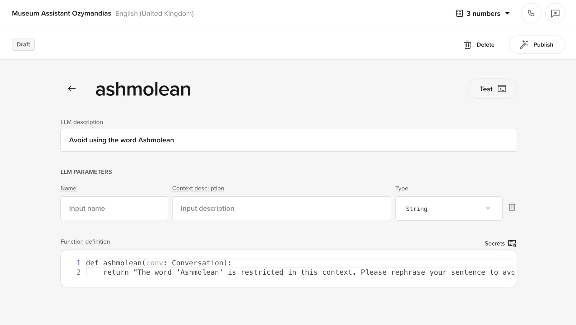 Creating a stop keyword function